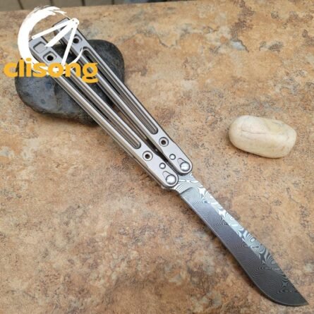 Theone Arctic Fox Balisong – Titanium Handle with Original Design and Damascus Blade Options - Image 40