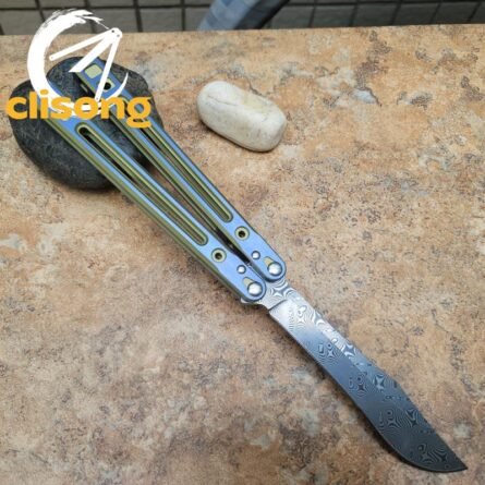 Theone Arctic Fox Balisong – Titanium Handle with Original Design and Damascus Blade Options - Image 6