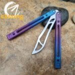 Theone Arctic Fox Balisong – Titanium Handle with Original Design and Damascus Blade Options - Image 14