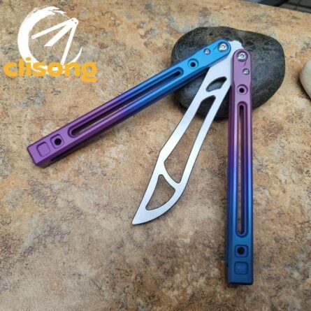 Theone Arctic Fox Balisong – Titanium Handle with Original Design and Damascus Blade Options - Image 14