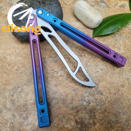 Theone Arctic Fox Balisong – Titanium Handle with Original Design and Damascus Blade Options - Image 2