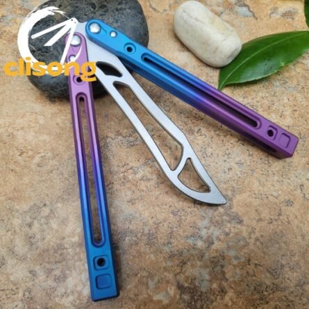 Theone Arctic Fox Balisong – Titanium Handle with Original Design and Damascus Blade Options - Image 15
