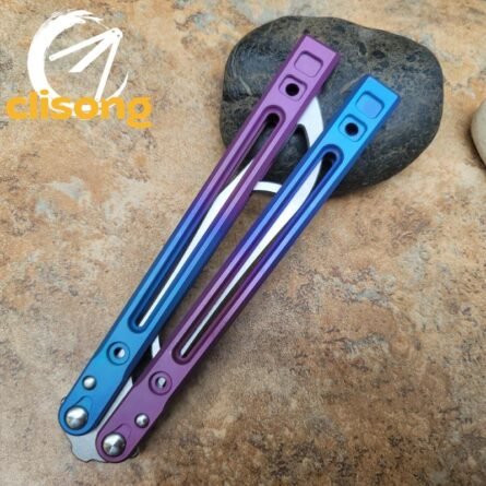 Theone Arctic Fox Balisong – Titanium Handle with Original Design and Damascus Blade Options - Image 16