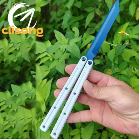 Cold blade Krake Raken (Kraken) V2.5 Balisong – Glossy Blue Blade | 7075 Aluminum Handles with Ceramic Coating