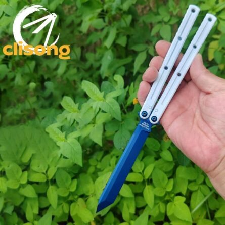 Cold blade Krake Raken (Kraken) V2.5 Balisong – Glossy Blue Blade | 7075 Aluminum Handles with Ceramic Coating - Image 4