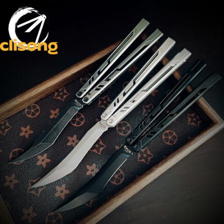 Once Original Design Alpha Bone Balisong 7075 Aluminum Alloy Handle False Edge