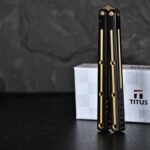 Titus Black Gold Fluted Kraken V3 Balisong False with 7075 Aluminum Handles - Image 2