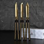 Titus Black Gold Fluted Kraken V3 Balisong False with 7075 Aluminum Handles - Image 3