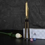 Titus Black Gold Fluted Kraken V3 Balisong False with 7075 Aluminum Handles - Image 6