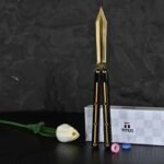 Titus Black Gold Fluted Kraken V3 Balisong False with 7075 Aluminum Handles - Image 7