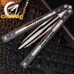 Jiegeng Colored Glaze Original Balisong Carbon Fiber & Titanium Alloy Sandwich Structure Handle