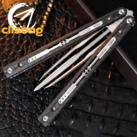 Jiegeng Colored Glaze Original Balisong Carbon Fiber & Titanium Alloy Sandwich Structure Handle