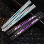 Jiegeng Colored Glaze Original Balisong Carbon Fiber & Titanium Alloy Sandwich Structure Handle - Image 2